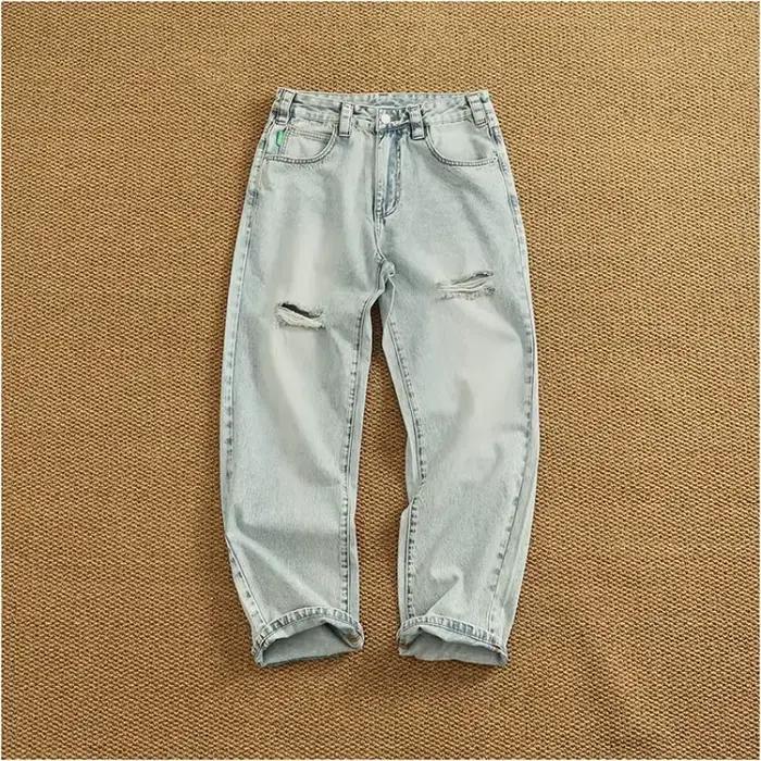 Pantalon en denim bleu clair rétro pour hommes