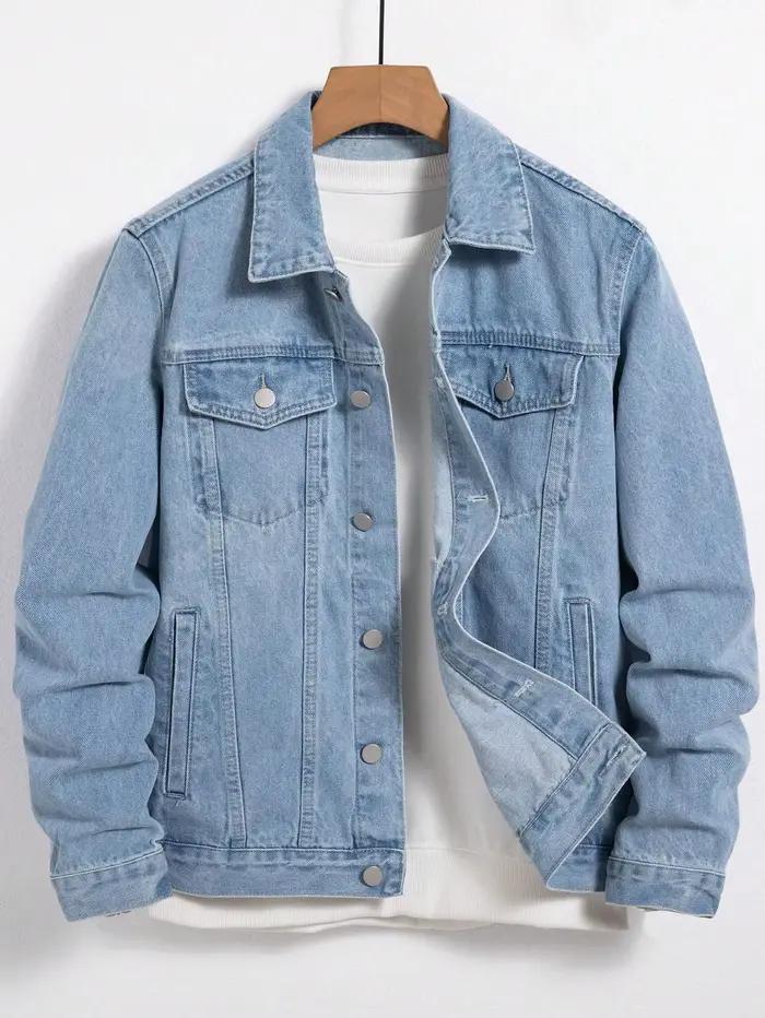 Veste en jean pour homme pour le printemps et l'automne. Manteau