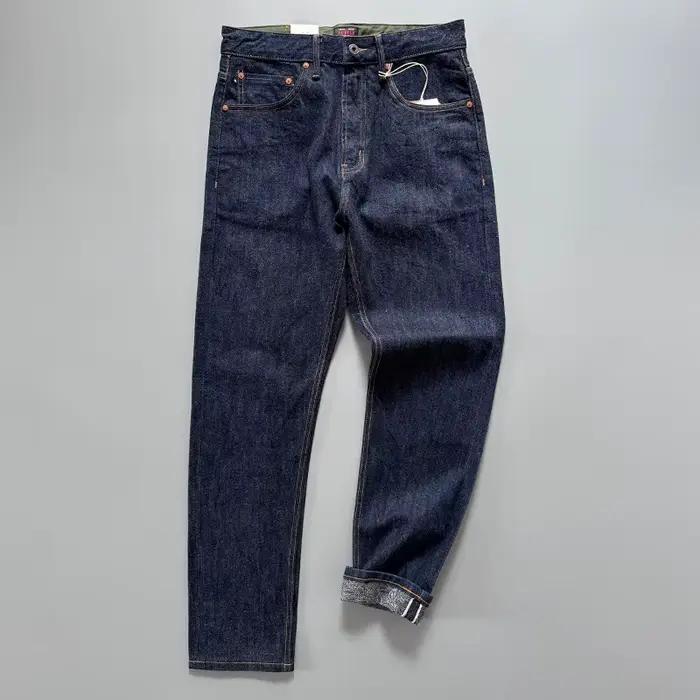 Jean en denim à lisière brute de 14oz pour hommes, style gothique, confortable, durable, adapté aux occasions quotidiennes et printanières