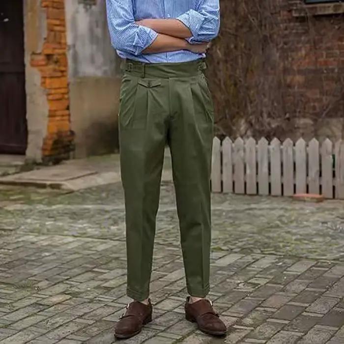 Mode printemps automne Vintage hommes Gurkha pantalon Style britannique taille haute décontractée