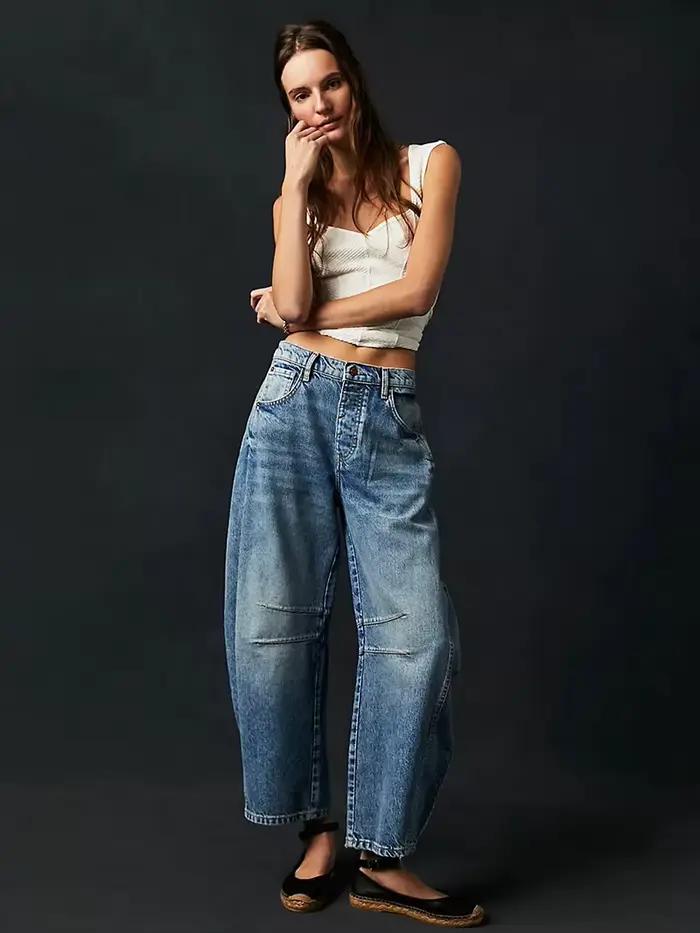 Jean large en denim pour femme