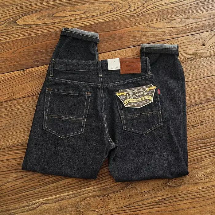 Jean Slim Vintage en Denim pour Homme, Pantalon Droit, Couleur Primaire, Foncé