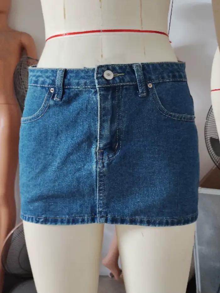 Mini jupe en jean noir Sexy pour femmes