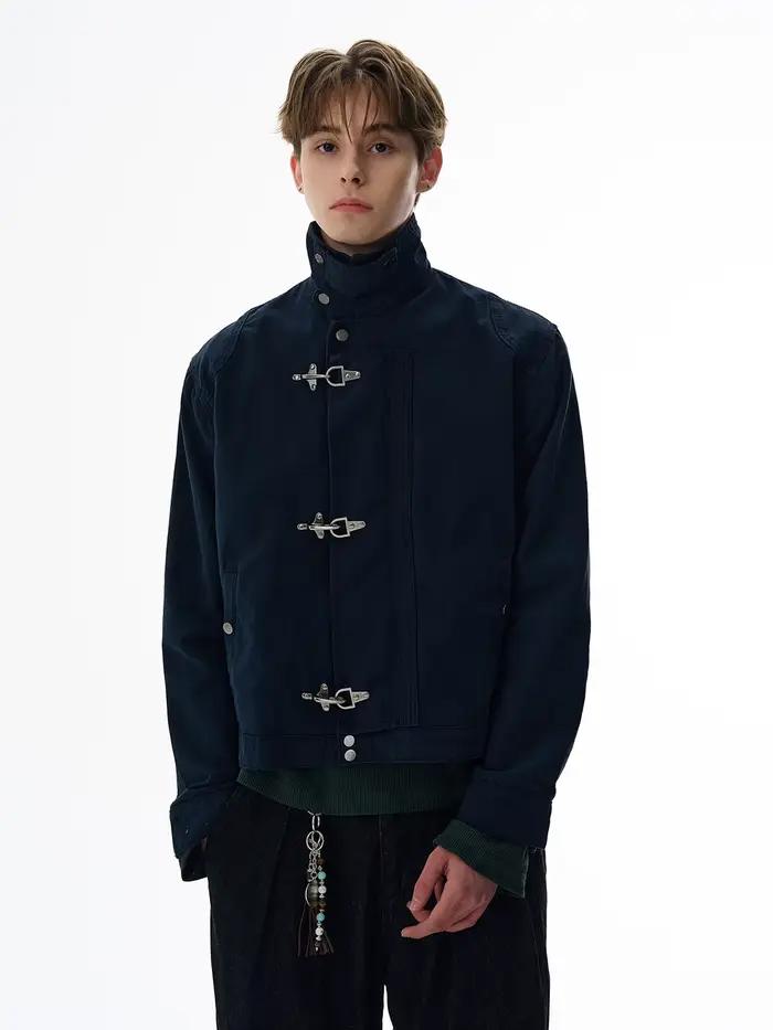 Veste Harajuku rétro noire gothique avec boucle d'avion pour hommes et femmes
