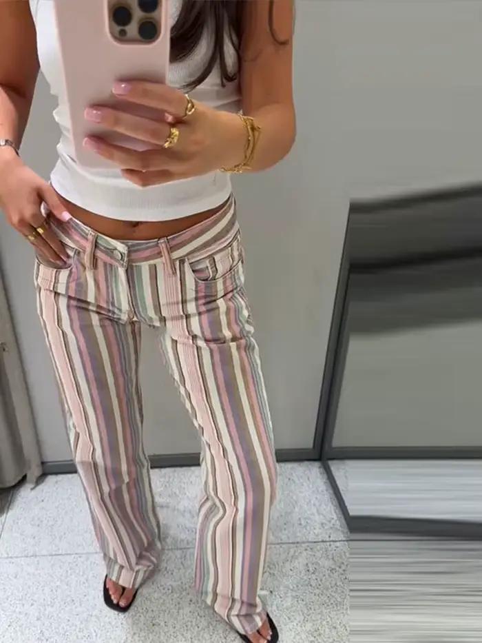 Jean taille mi-haute à revers pour femme