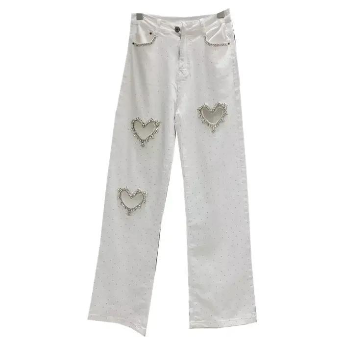 Jean extensible pour femmes en denim délavé, pantalon droit, longueur cheville, taille haute, avec poches et fermeture à glissière pour la saison automnale