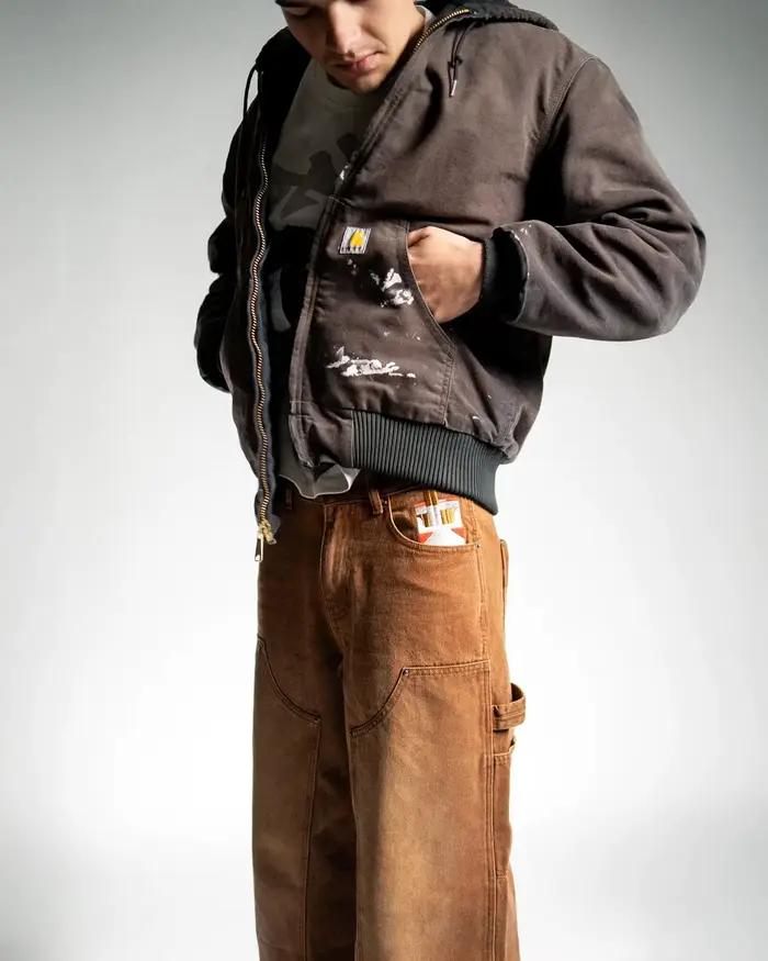 Jean en Denim à motif de fumée brodé pour hommes et femmes