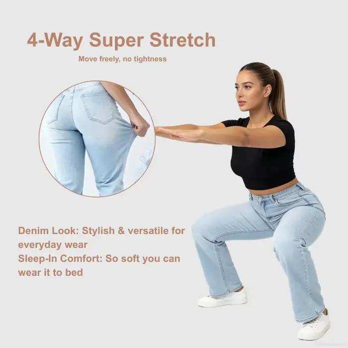 Jean taille haute à jambe large pour femme