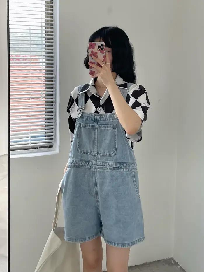 Salopette Courte en Jean pour Femme