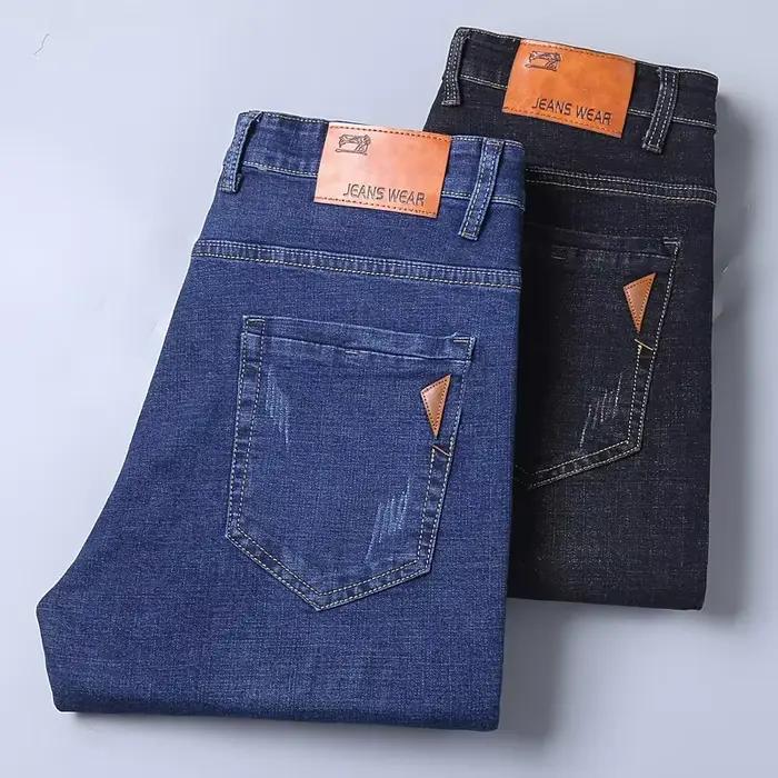 Jeans droits pour hommes, coupe slim extensible, confortables et doux, idéaux pour le business et les occasions décontractées