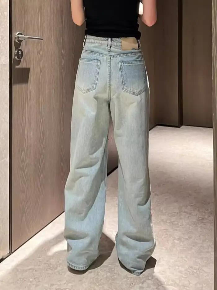Jean slim taille haute bleu clair pour femme