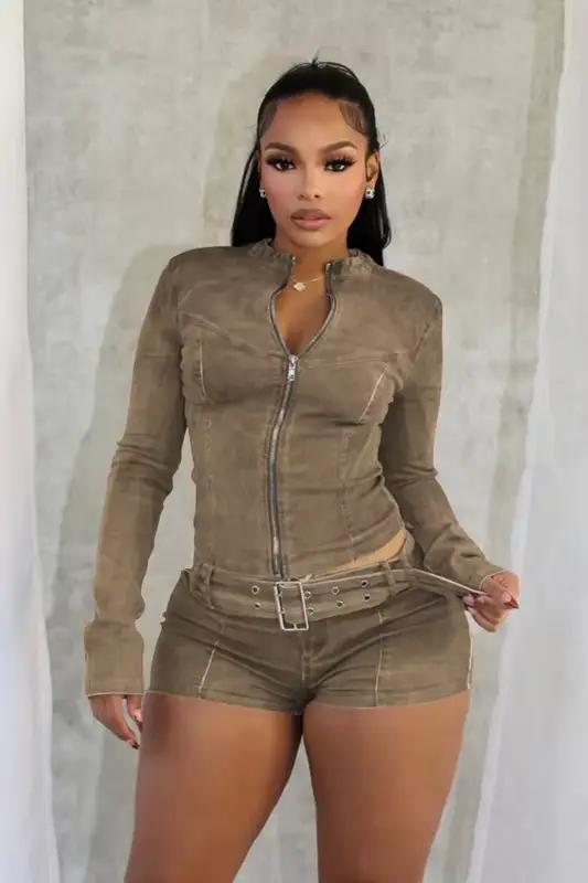 Ensemble 2 pièces sexy en denim pour femme