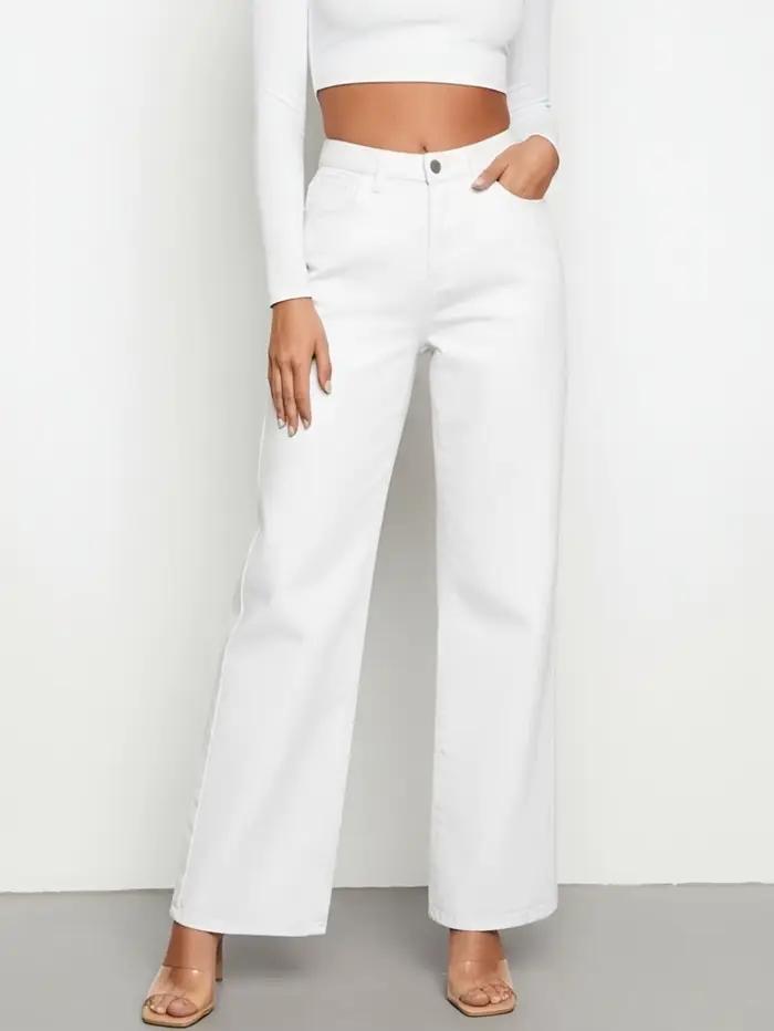 Jean blanc laiteux pour femme, décontracté, saison tout l'année, avec broderie de noeud papillon, adapté à toutes les saisons, confortable et polyvalent