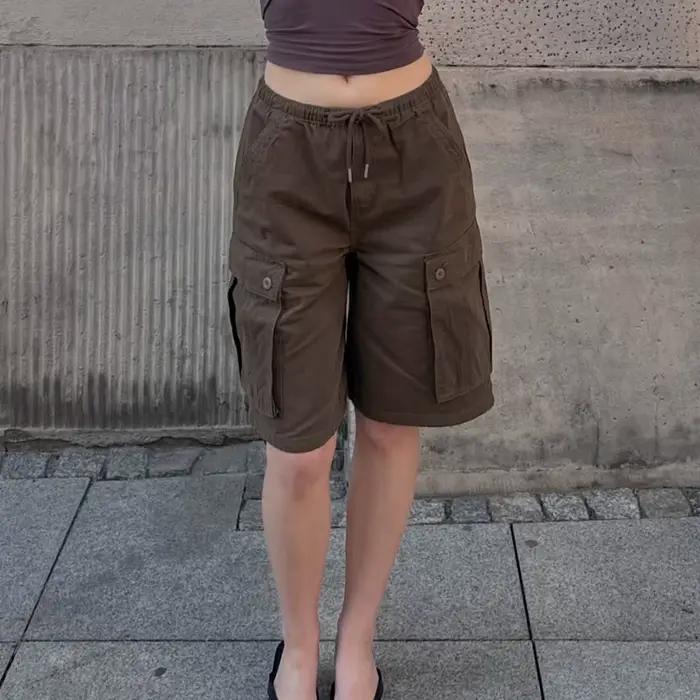 Shorts en jean pour femmes, style cargo, taille haute, coupe ample, polyvalents pour toutes les occasions estivales