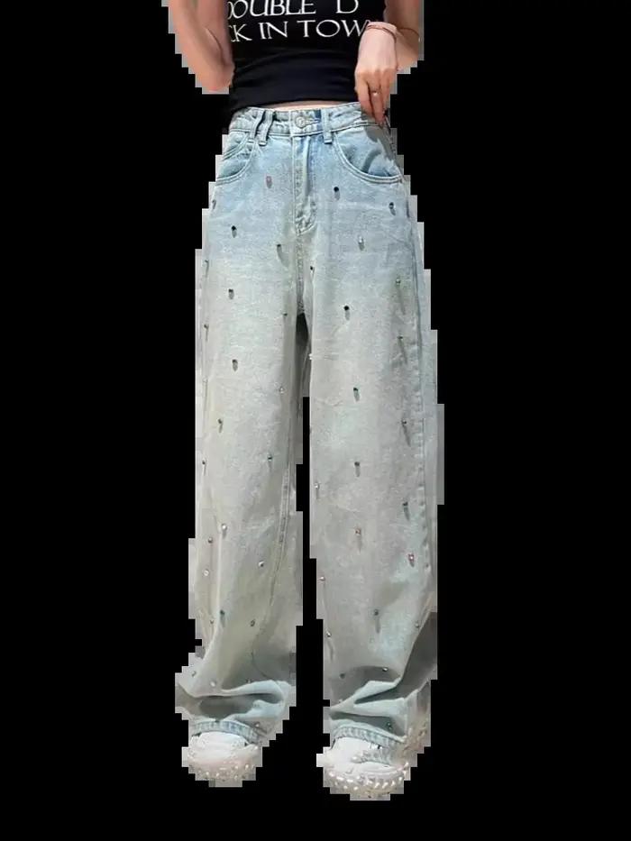 Jean slim taille haute bleu clair pour femme