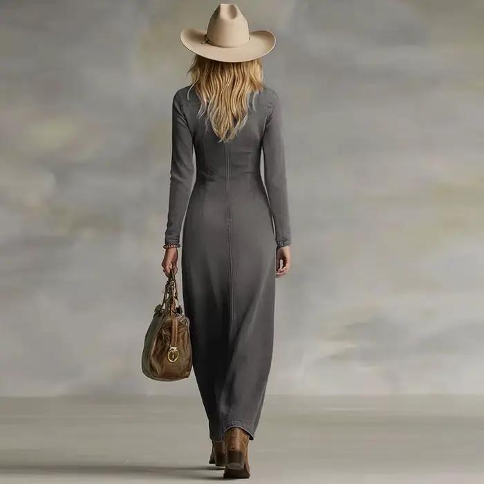 Robe longue en jean tendance pour femme