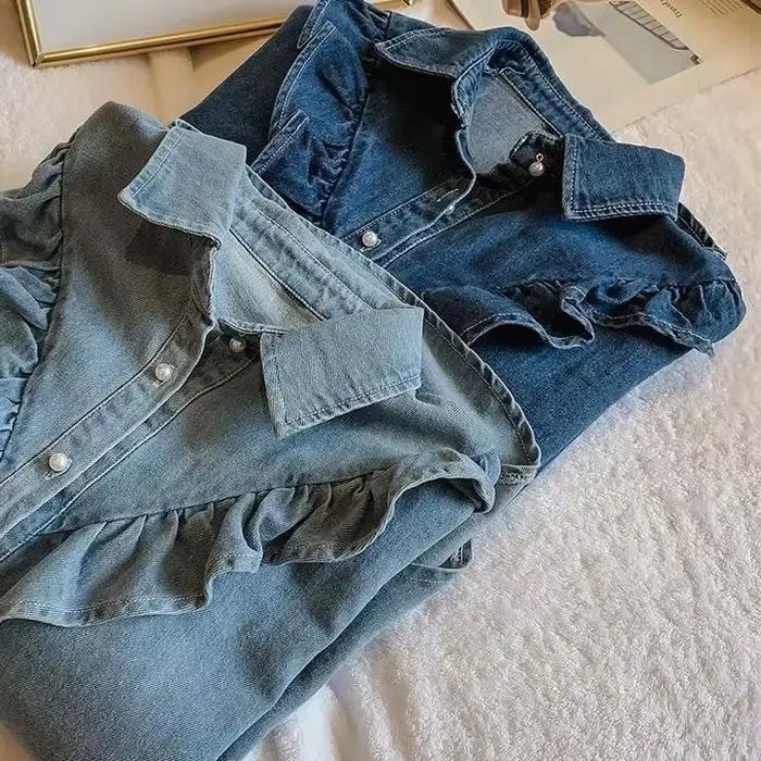 Chemise en jean ample à manches longues pour femme