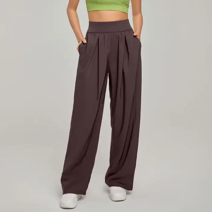 Pantalon femme jambe large taille haute