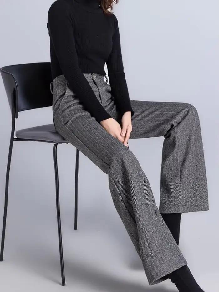 Pantalon baggy taille haute pour femme