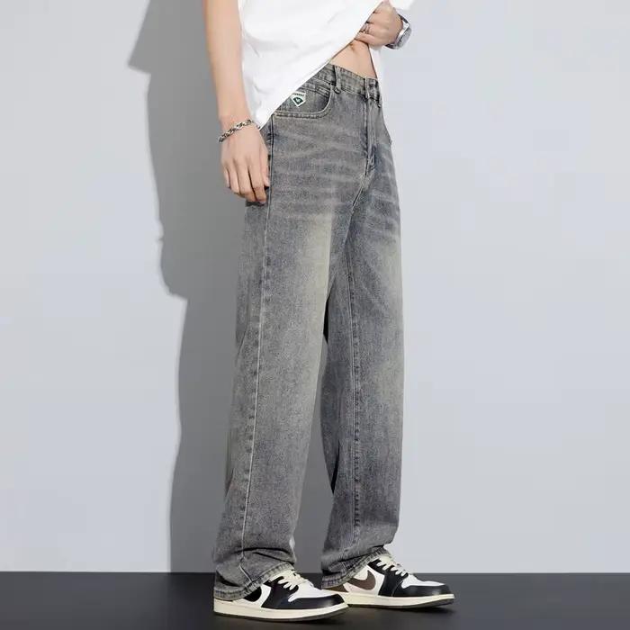 Jean à Jambes Droites de Taille Moyenne pour Homme