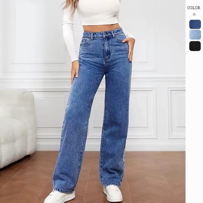 Jeans en denim à taille haute pour femmes