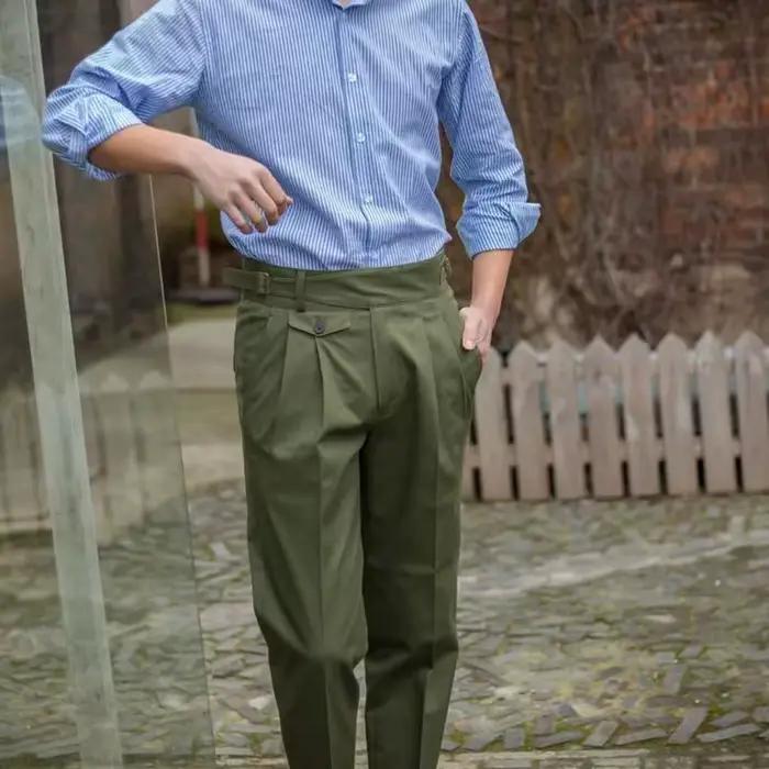 Pantalon Gurkha vert Vintage pour hommes