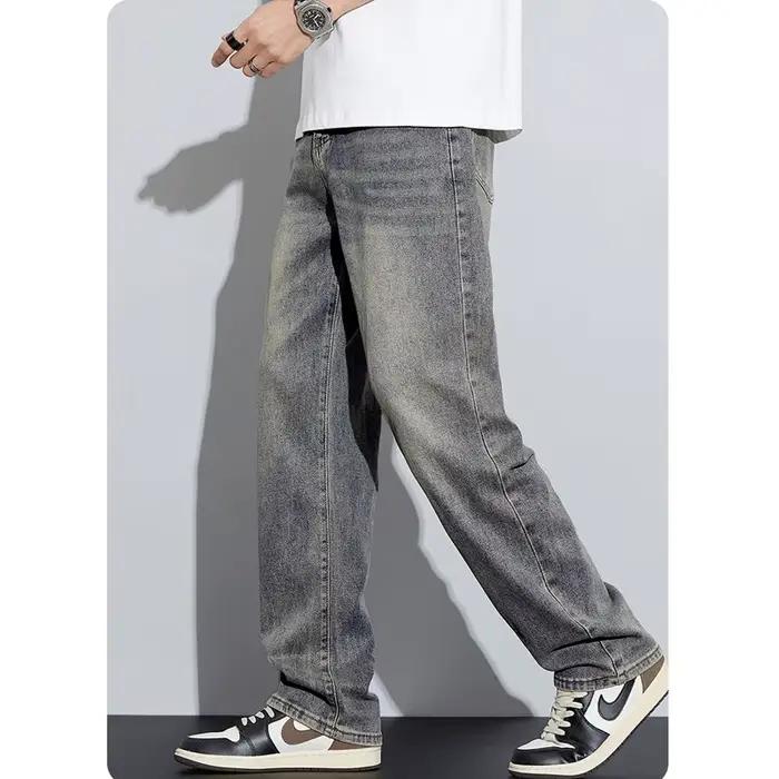 Jean à Jambes Droites de Taille Moyenne pour Homme