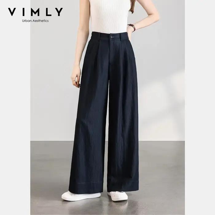 Pantalon large décontracté taille haute pour femme VIMLY