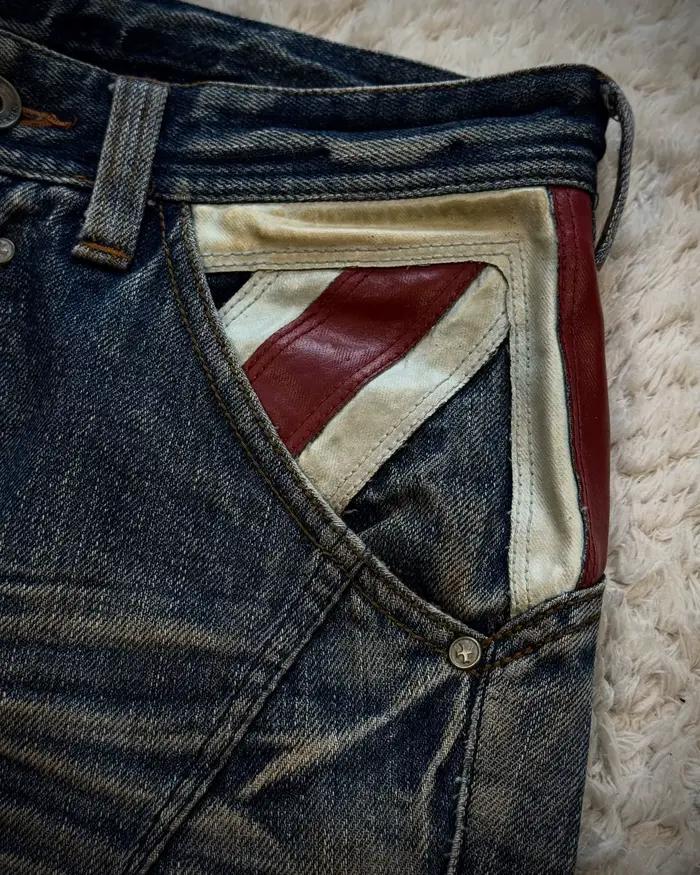 Jean en denim Y2K délavé bleu décontracté pour femme