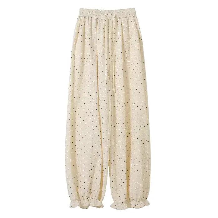 Nouveau pantalon d'été 2026 en Tencel à pois pour femme