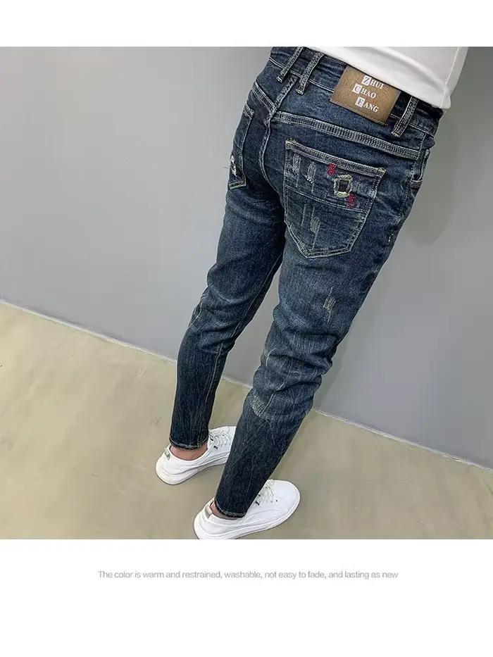Harajuku mode automne nouveau jean bleu hommes