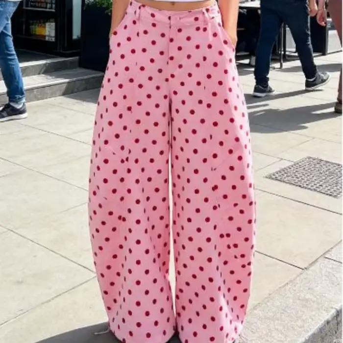 Jeans Y2K pour femmes, imprimé à pois