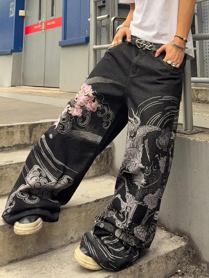 Jeans baggy vintage punk streetwear pour hommes