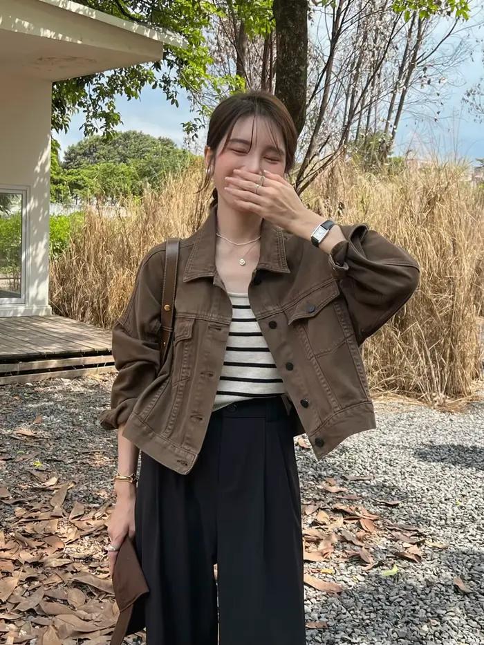Veste en jean marron pour femmes