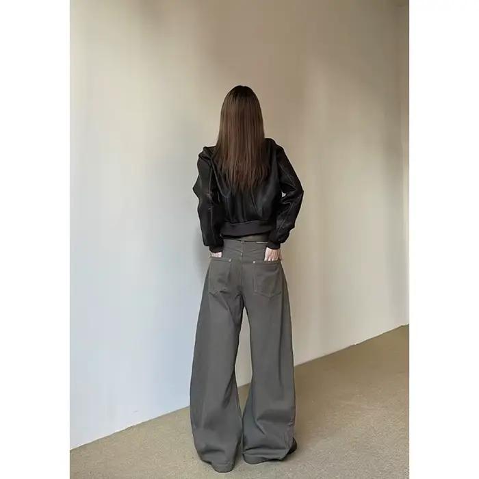 Pantalon en jean Camel taille haute pour femmes