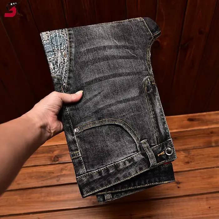 Jean brodé avec coutures pour hommes