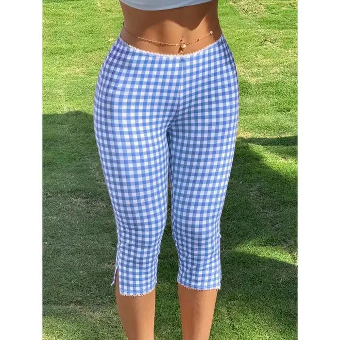 Pantalon Capri élastique taille haute pour femmes