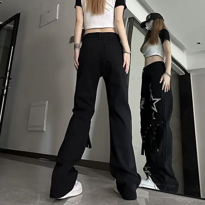 Pantalon en denim taille haute pour femme