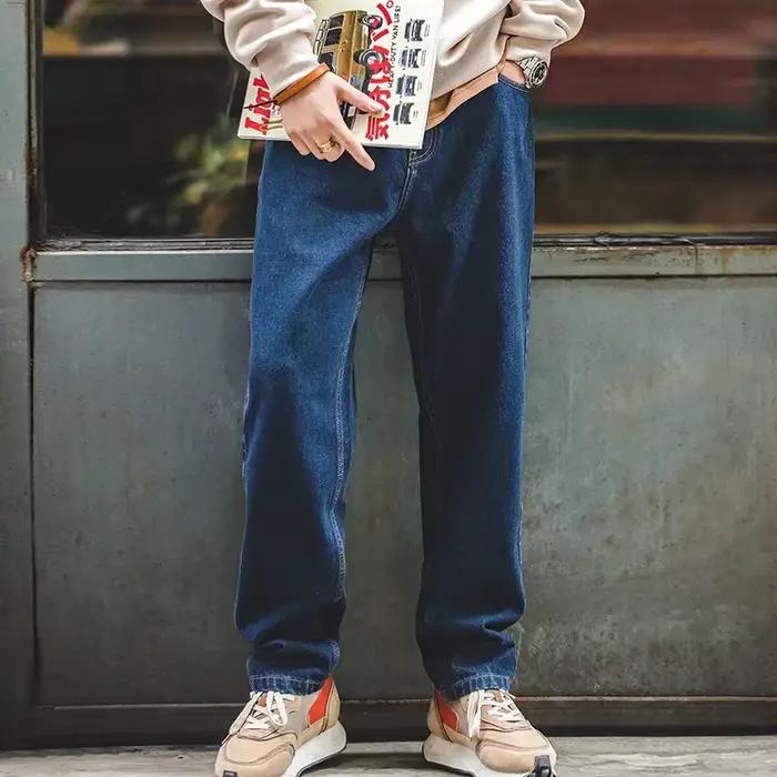 Jeans Maden-Jean Délavé en Denim pour Homme, Style Safari, Vintage et Retro, 12.8 oz, Tailles 28-38, Bleu Foncé et Clair