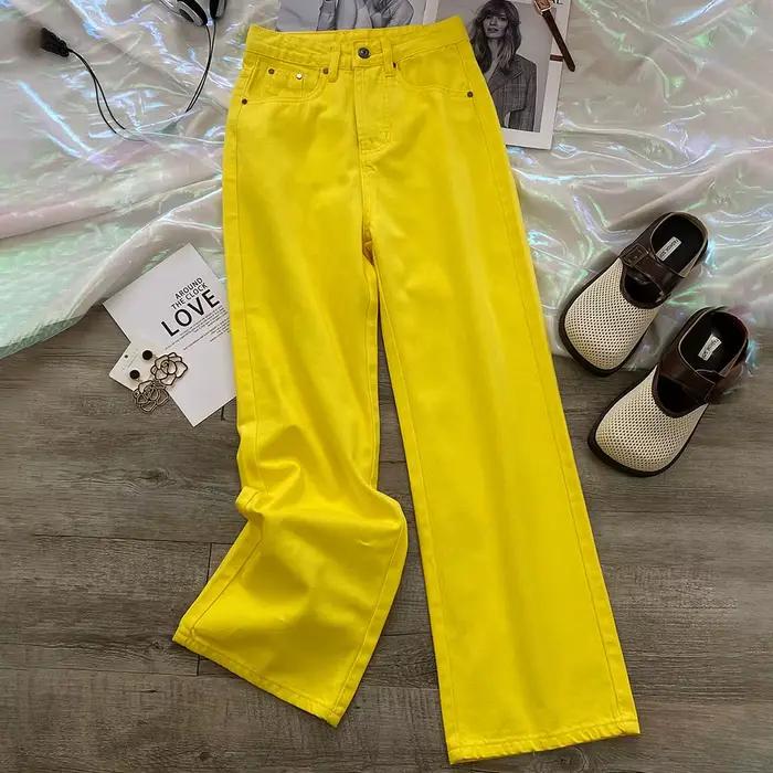 Jean jaune citron pour femme