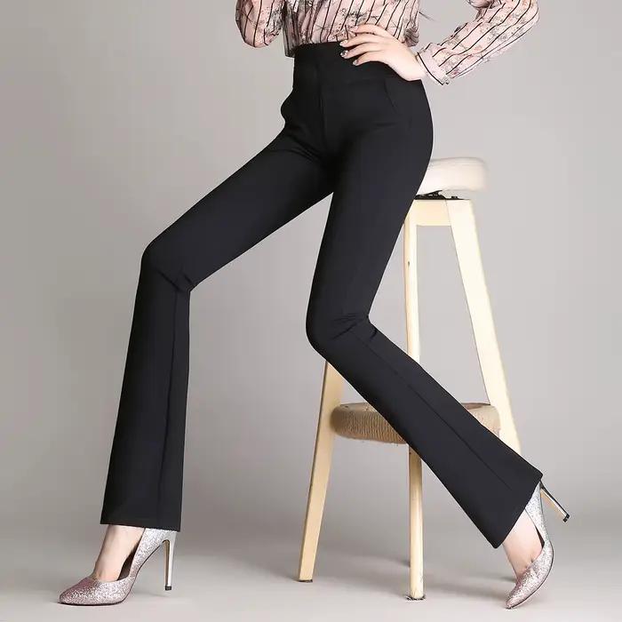 Pantalon évasé femme taille haute micro pantalon travail