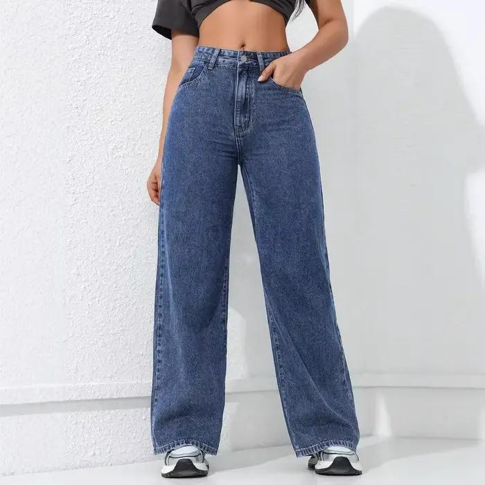 Jeans femmes Denim pantalon large jambe