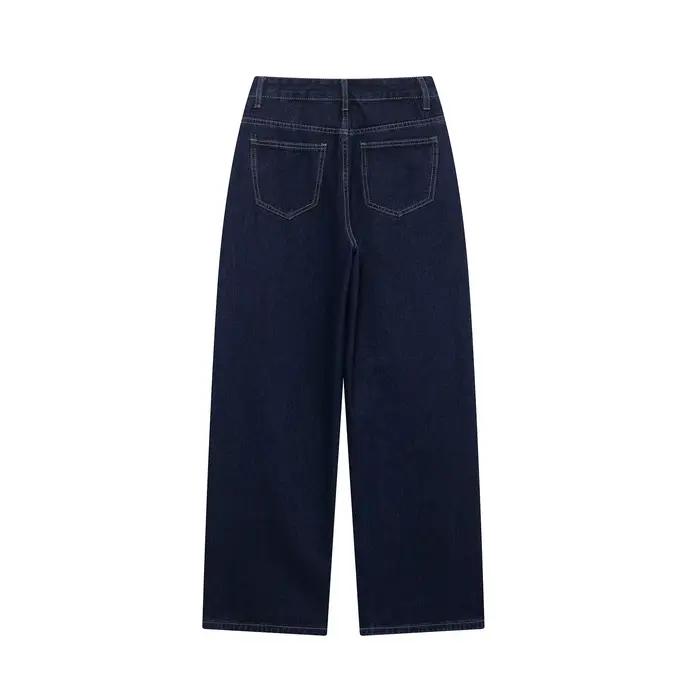 DUOPERI femmes mode 2 pièces ensembles avec ceinture vestes en jean et Vintage avant fermeture éclair