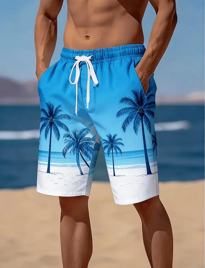 Shorts de plage/culottes de bain pour hommes avec imprimé floral hawaïen rétro en 3D