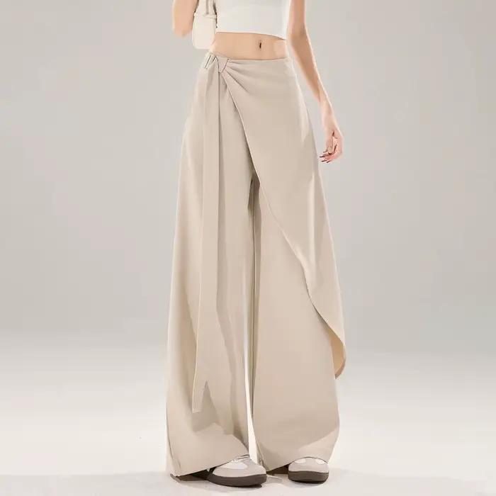 Pantalon large taille haute pour femme