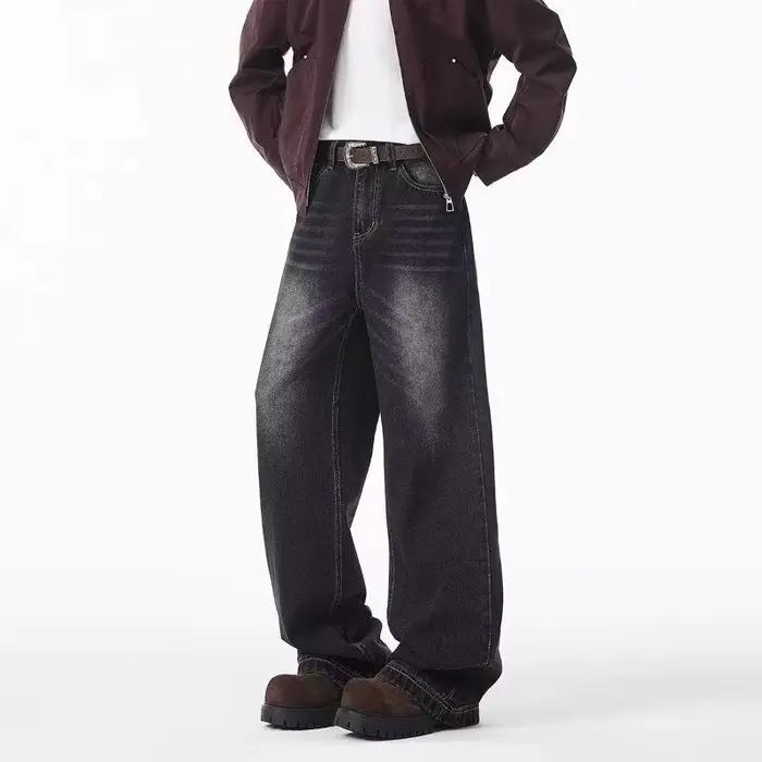 Nouveau Jean Rétro Délavé Coupe Droite 2026 pour Homme – Pantalon en Denim Ample Style Hip-Hop Y2K Effet Usé Tendance Urbaine