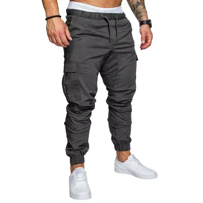 Joggers Hip Hop Harem Nouveaux Masculins Pleine Longueur Élasthanne Coton Multi-Poches Occasions Décontractées Printemps Été Tailles M-5XL Couleurs Bleu Ciel Noir Champagne
