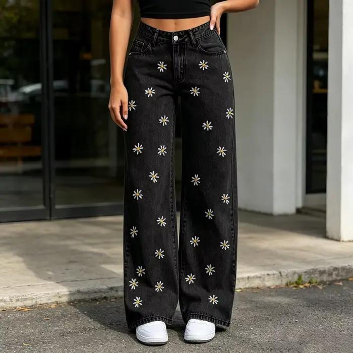 Jean baggy pour fille à imprimé cerises