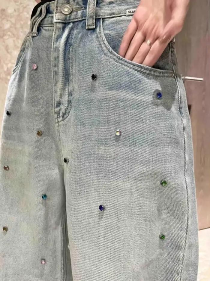 Jean slim taille haute bleu clair pour femme