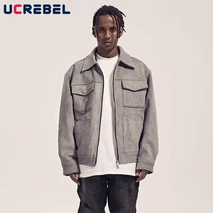 Veste en daim multi-poches pour homme